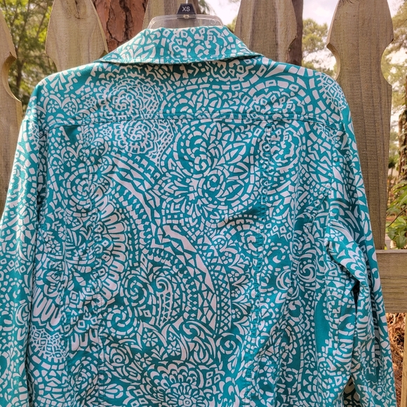 Chico's  Sz 3 Turquoise and White Jacket - Picture 2 of 4